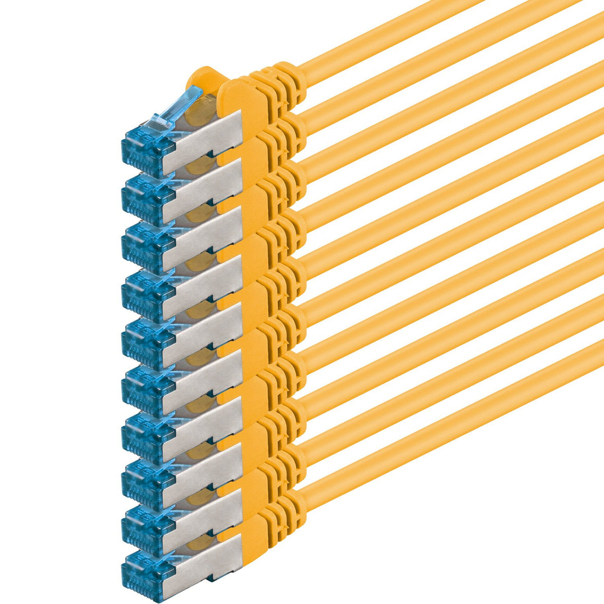 1aTTack.de 3 Meter - CAT6a - Network Cable Yellow - 10 Pieces CAT 6 A Patch Cables 10000 Mbit/s SFTP PIMF 500 MHz compatible with CAT5 CAT6 CAT7 DSL Internet Switch Router - 4.25034E+12