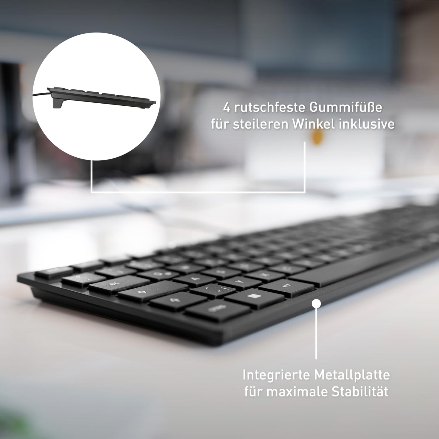 CHERRY KC 6000 Slim - USB Keyboard - Ultra-flat design - Wired - German layout - QWERTZ keyboard - Black - JK-1600DE-2