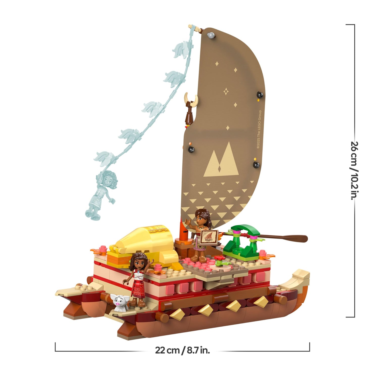 LEGO ǀ Disney Moana 2: Moana's Adventure Raft - toy boat with textile sail, removable deck, campfire & 3 minifigures, including Loto and Moni - gift for girls aged 6 and over & fans - 43270