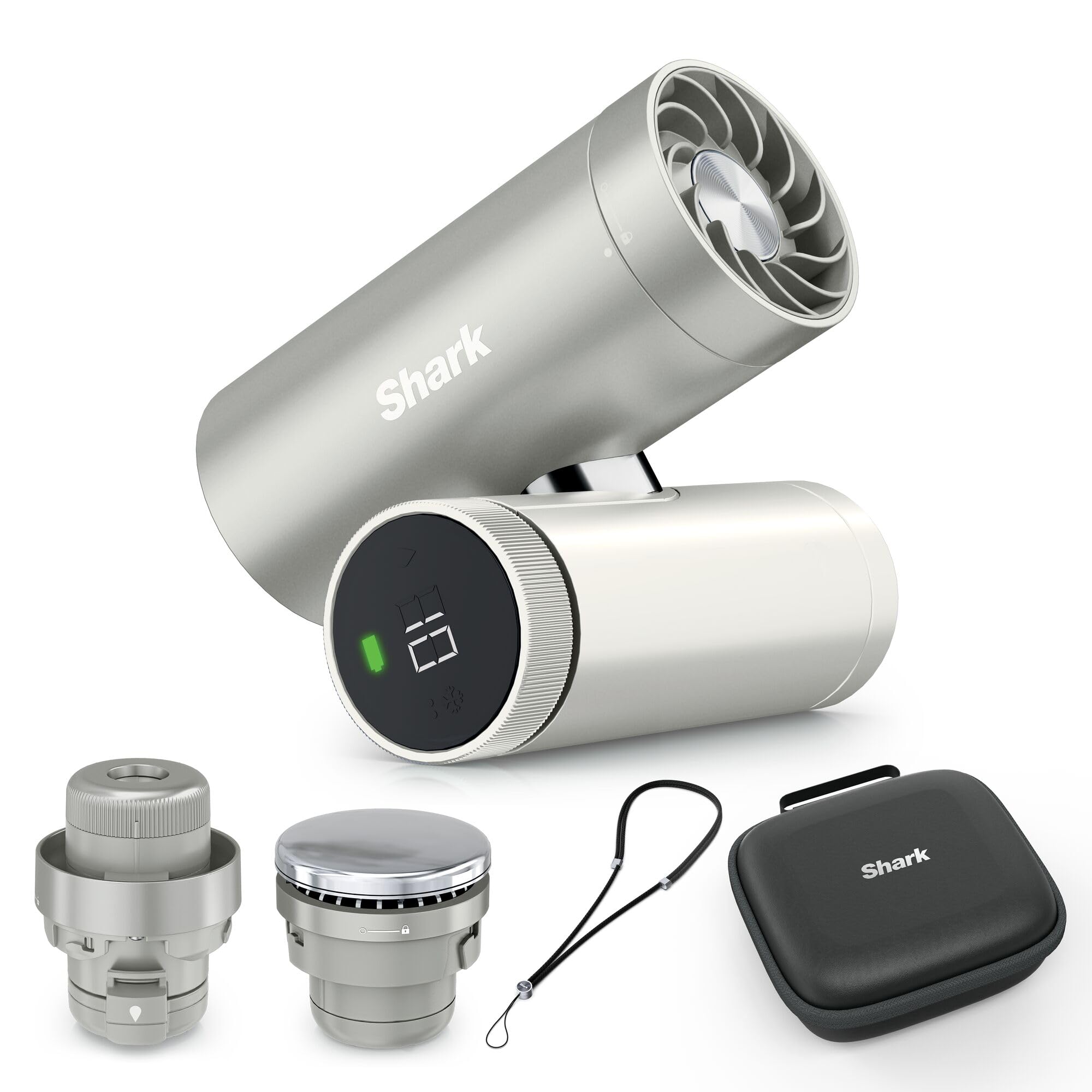 Shark ChillPill 3-in-1 High Speed Handheld Fan, Mist and InstaChill System Package with Travel Case, with 3 Cooling Attachments, Travel Friendly Design, Cloud FA021EU - FA022EU