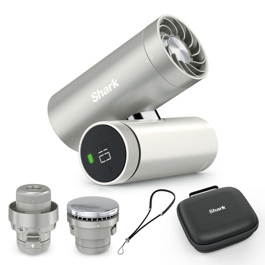 Shark ChillPill 3-in-1 High Speed Handheld Fan, Mist and InstaChill System Package with Travel Case, with 3 Cooling Attachments, Travel Friendly Design, Cloud FA021EU - FA022EU