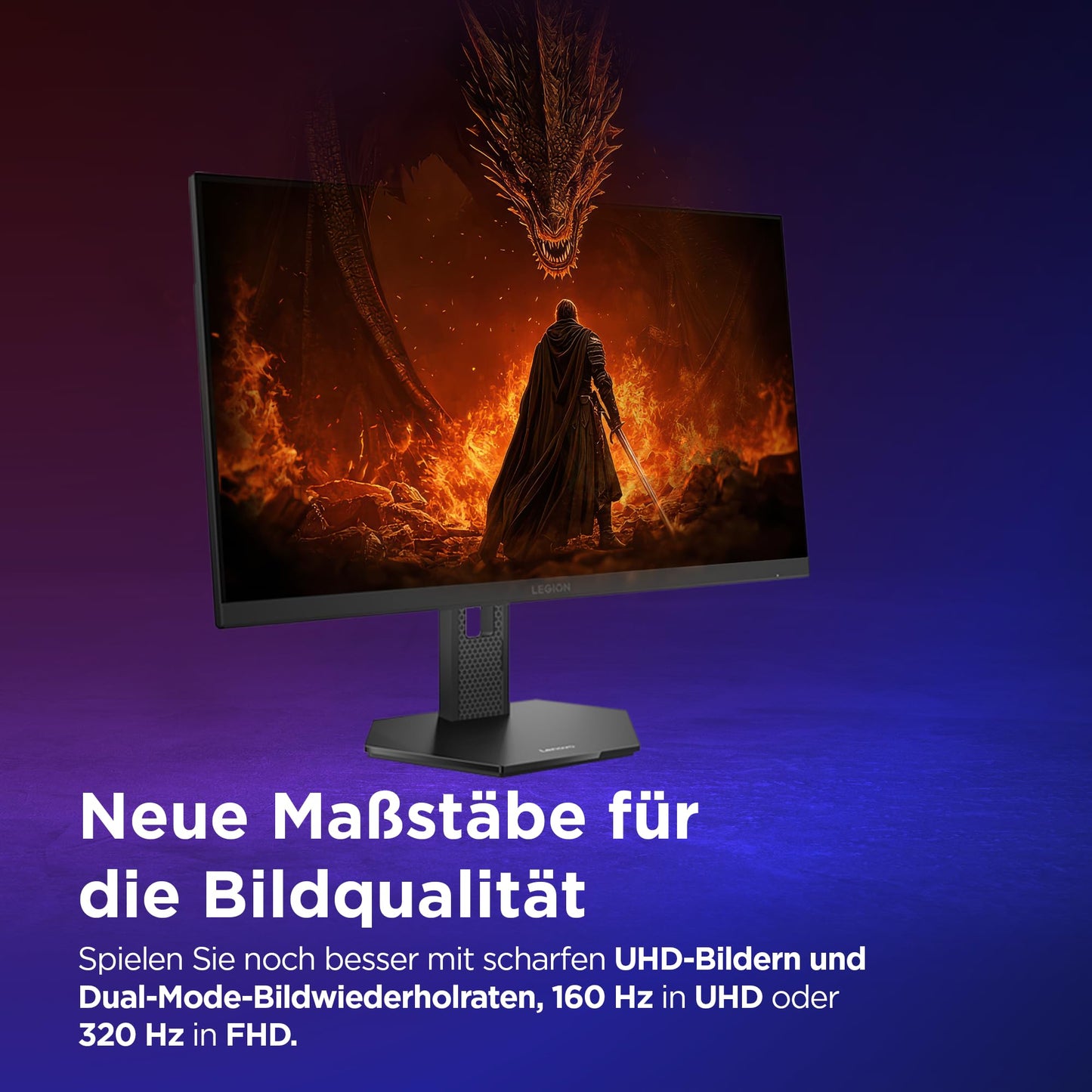 Lenovo Legion 27U-10 | 27" UHD WLED Gaming Monitor | 3840x2160 | 16:9 | 160Hz | 0.5ms response time | HDMI | DisplayPort | Audio 3.5mm | 3-sided panel | TÜV eye protection | black | 6.2 kg - 67D1GAC1EU