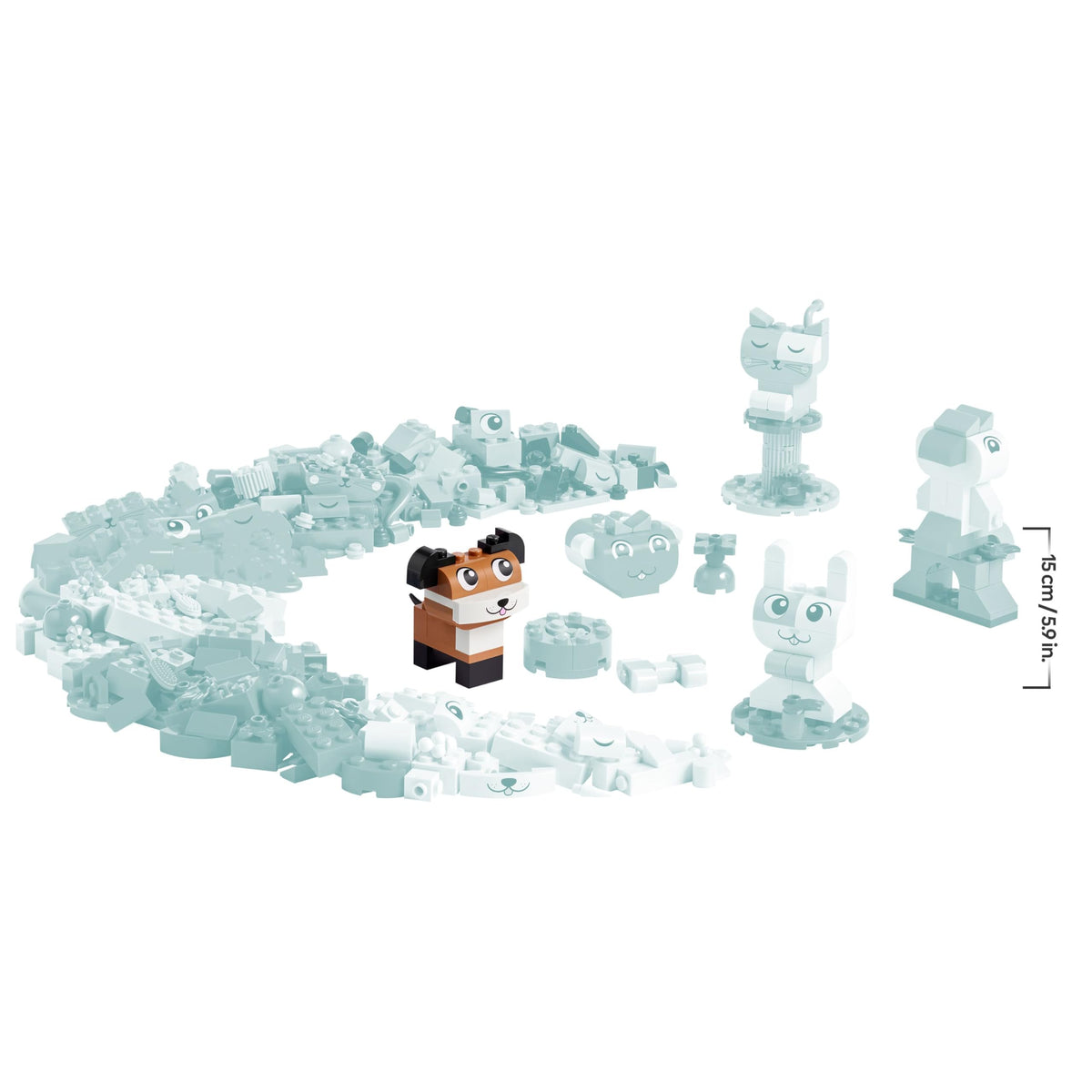 LEGO Classic Creative Pets - Set de cărămizi colorate - Construiește figurine de câine, pisică, iepure, hamster și pasăre - Kit de arte și meșteșuguri pentru băieți și fete de 5 ani și peste - Idee de cadou - 11034