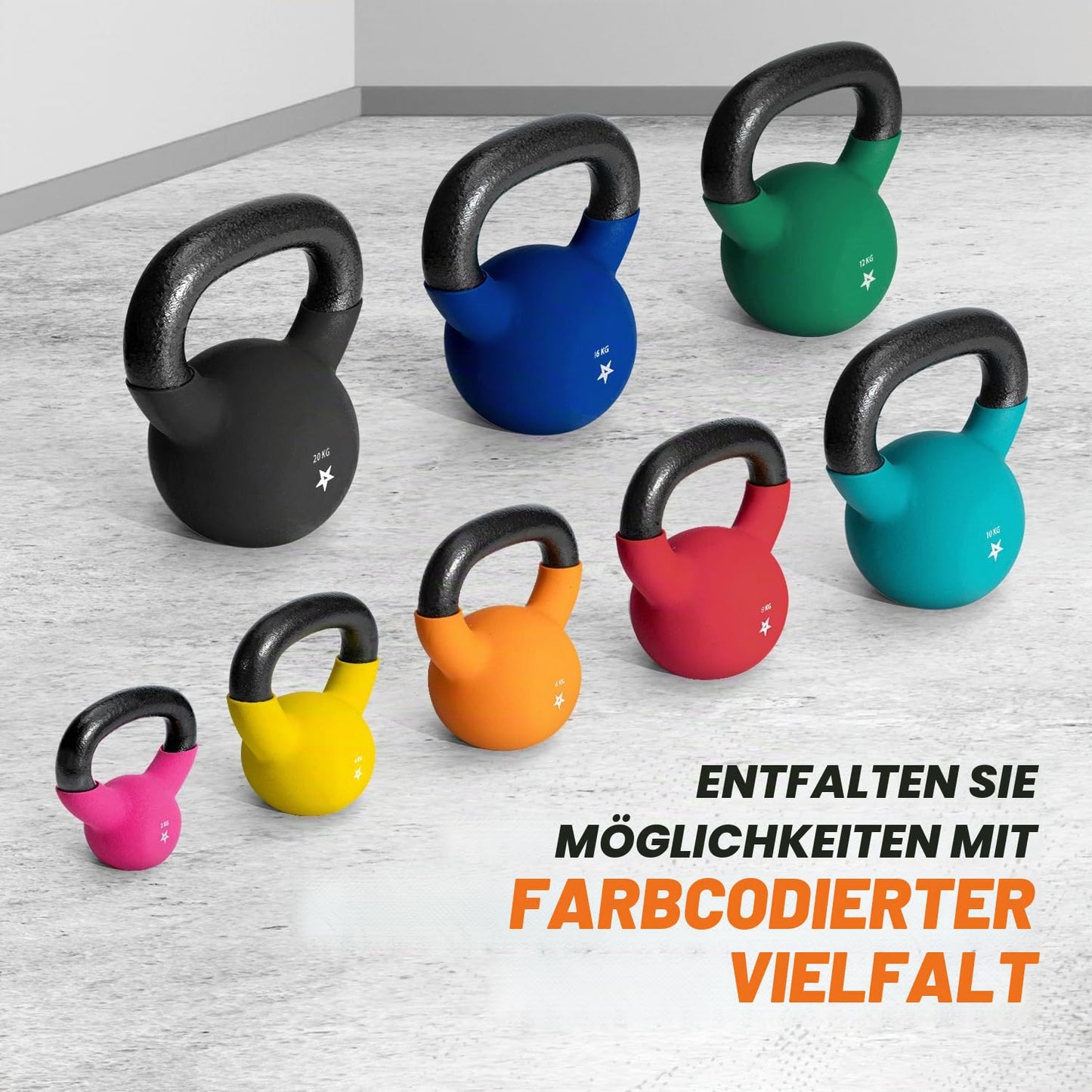 Yes4All HCR1 Neoprene Coated Kettlebell, Strength Training Kettlebells - 6KG Orange
