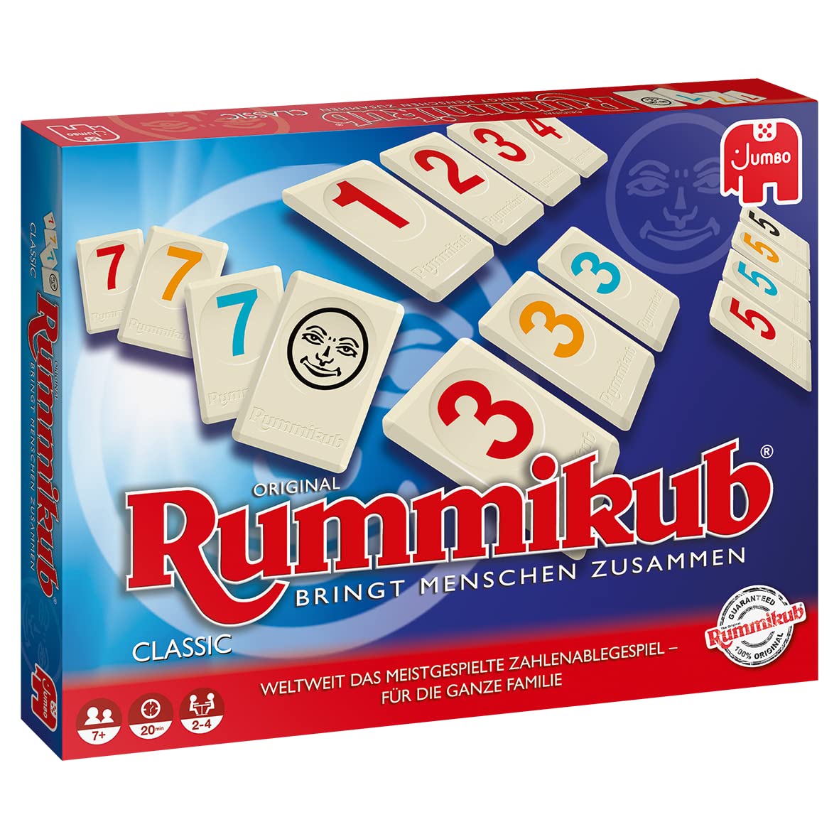Jumbo Games Original Rummikub Classic - the classic board game - for adults and children aged 7 and over JUM17571 Multicolored 2.7 x 3.7 cm