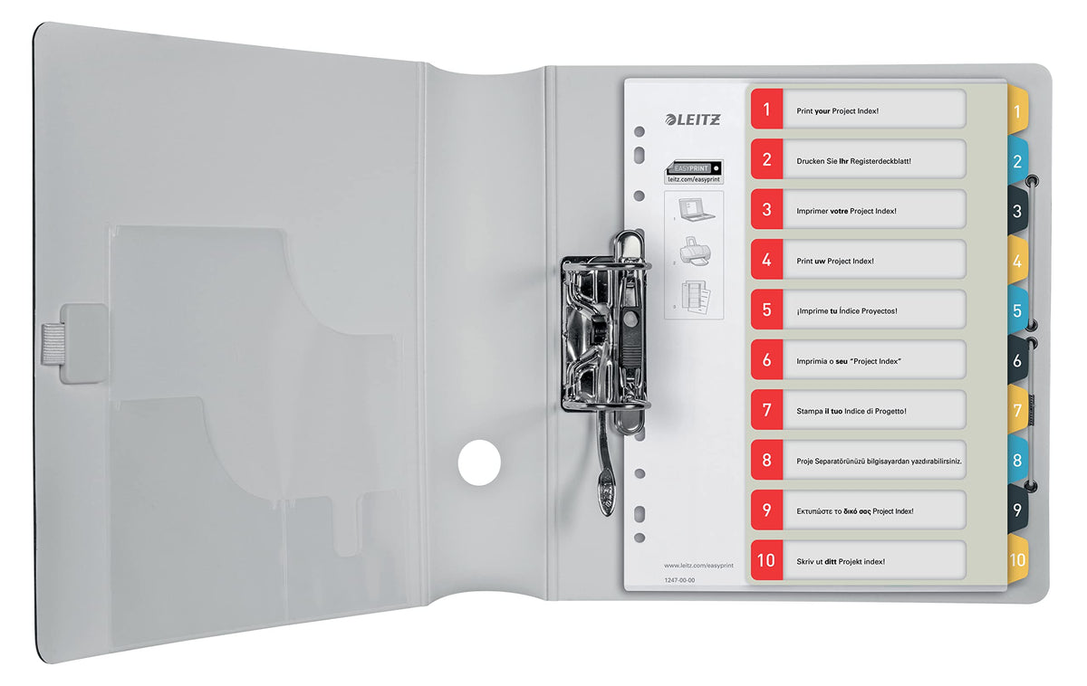 Leitz PC-writable register in A4 format, pack of 15, 1-10, robust, multi-colored, cozy series, 12470000 - 12470000-15