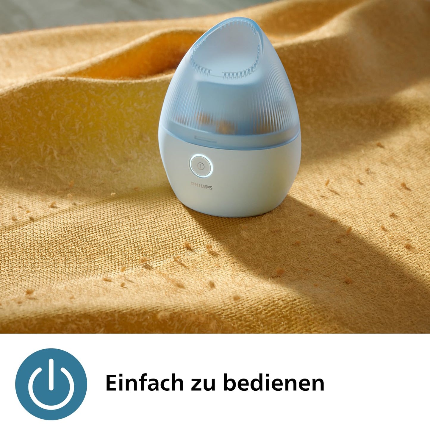 Philips Lint Shaver, Rechargeable USB Lint Remover, Safe on All Clothes, Includes USB Charger, Effective Removal of All Lint, Effortless Disposal, Blue (GCA2100/20)