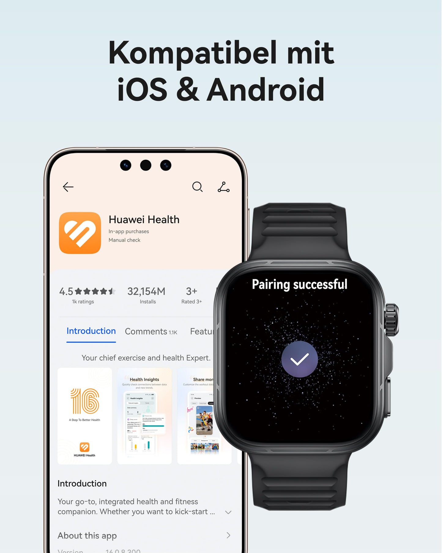 HUAWEI Watch FIT 5 Pro Smartwatch, GPS, fitness tracker with ECG & sleep tracker, 1.92" display, NFC payment, sports watch with sports analysis, up to 10 days battery, 5 ATM, for iOS & Android, black - Niki-B29F