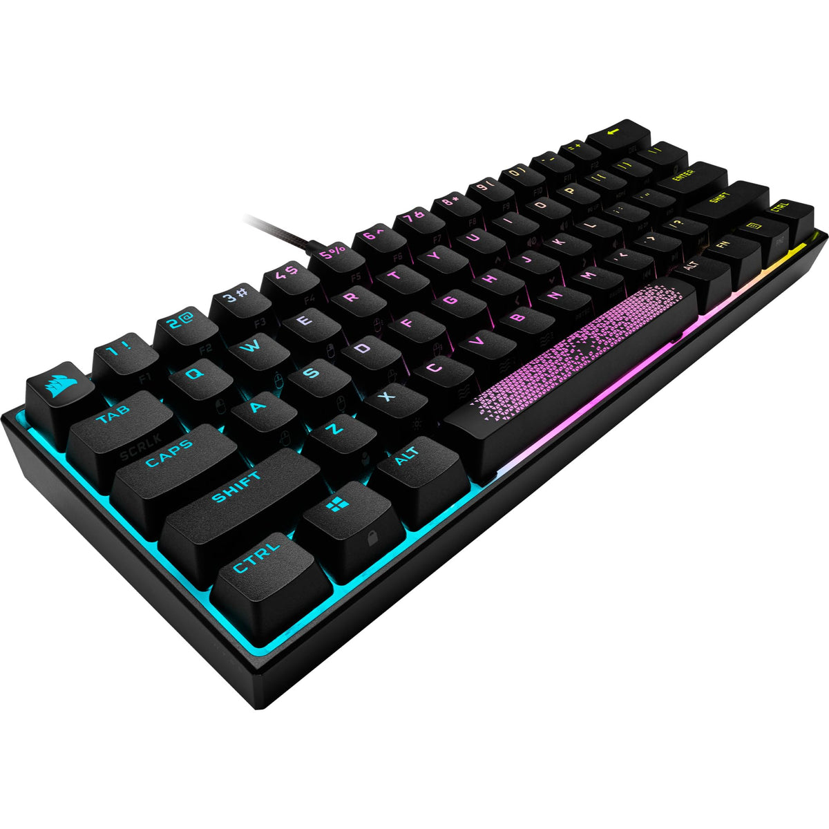 Corsair K65 RGB MINI 60% Tastatur mecanică pentru gaming (Iluminare RGB personalizabilă pentru taste individuale, taste CHERRY MX SPEED, capace de taste PBT Double-Shot, tehnologie AXON) QWERTZ, Negru - CH-9194014-DE