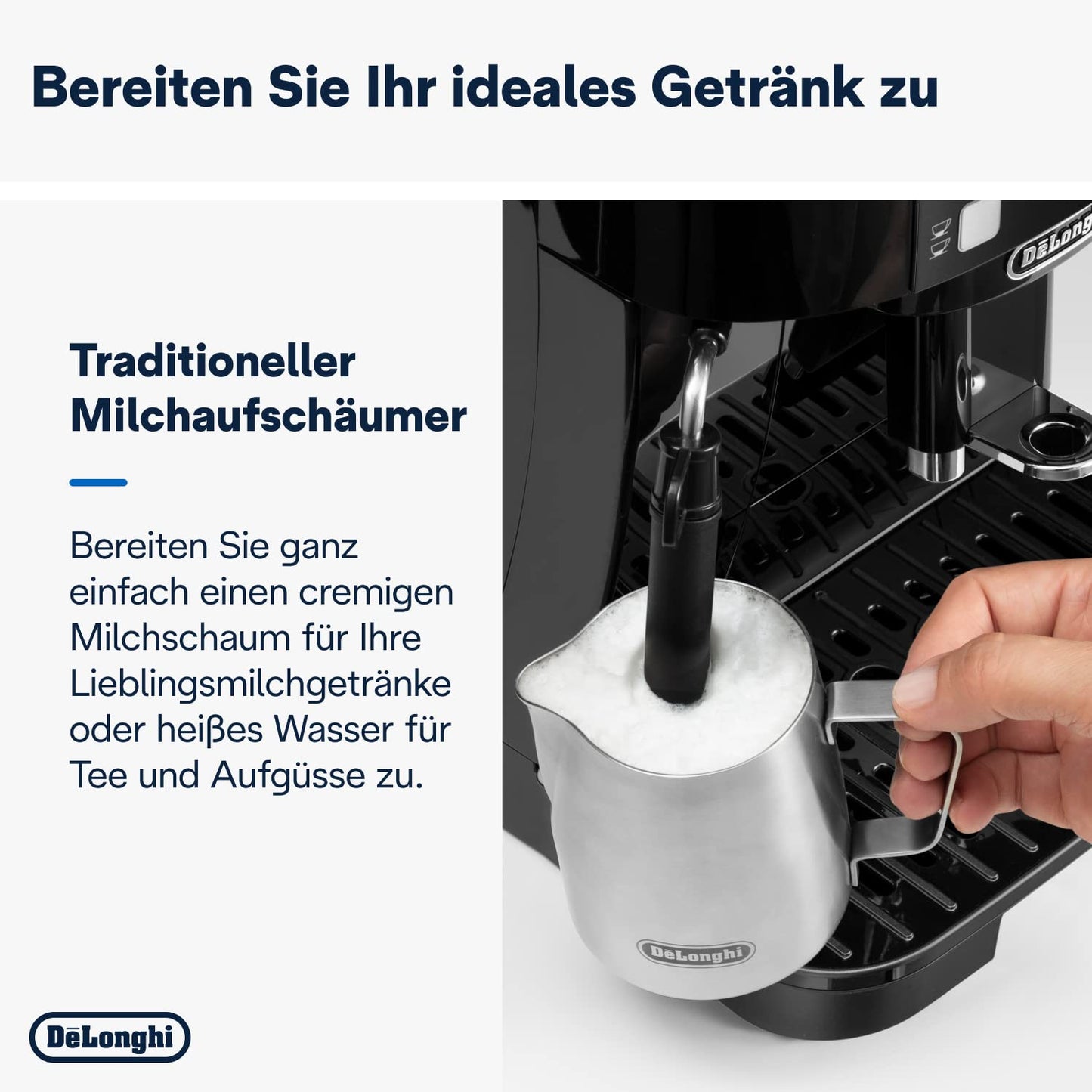 De’Longhi Magnifica S - Perfetto fully automatic coffee machine with classic milk frother, espresso and cappuccino coffee machine, control panel with buttons, black (ECAM11.112.B)