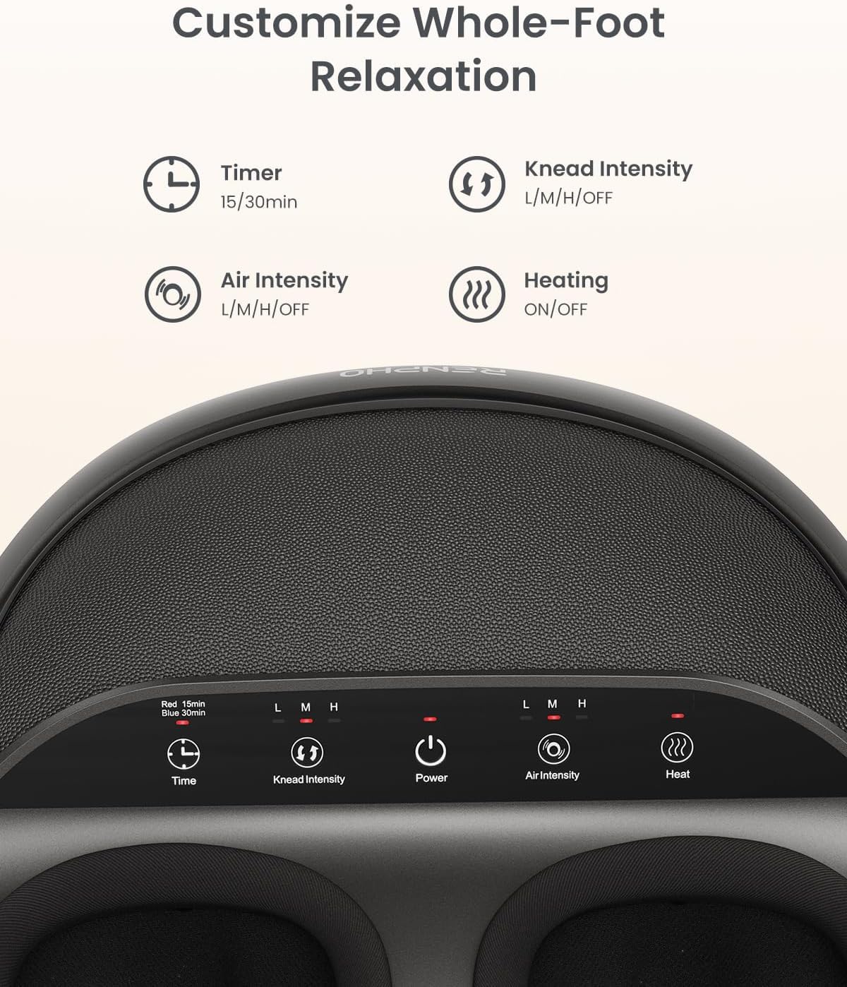 RENPHO Masajer electric pentru picioare cu căldură, masaj Shiatsu pentru picioare - RF-FM059