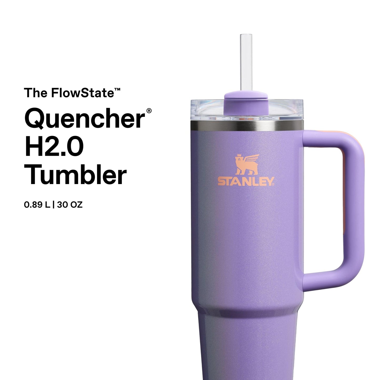 STANLEY 1913 Quencher H2.0 Flowstate Drinking Bottle with Straw 0.89L - Thermo Mug Cools for 9 Hours - 40 Hours Ice Cooled - Thermos Bottle BPA Free - Stainless Steel Drinking Cup - Periwinkle Shimmer - 100000115479