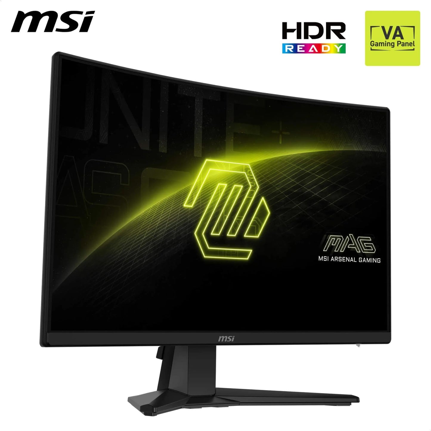 MSI MAG 242CA 24" FHD Gaming Monitor with 1500R Curvature, 1920 x 1080 VA, 180 Hz, 1 ms, HDR Ready, Eye Care, HDMI 2.0b, DP 1.2a, Frameless, Tilt Adjustable, VESA Mount, Black - 4711377389501