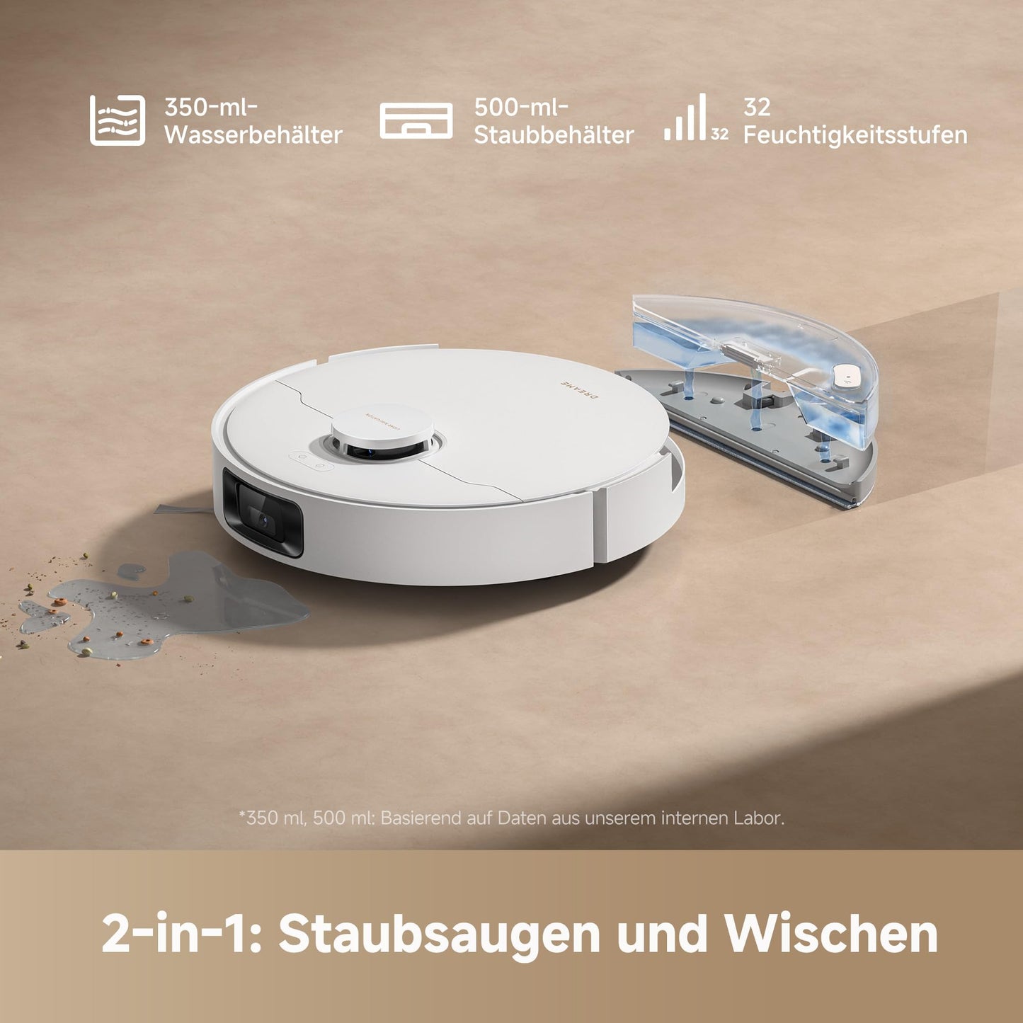 dreame D20 Pro Plus vacuum robot, 13,000 Pa suction power, DuoBrush for animal hair, corner cleaning, self-removal, obstacle prevention. with LDS navigation & laser, vacuums and mops, hard floors & carpets, 5,200 mAh battery - ‎RLD43SD
