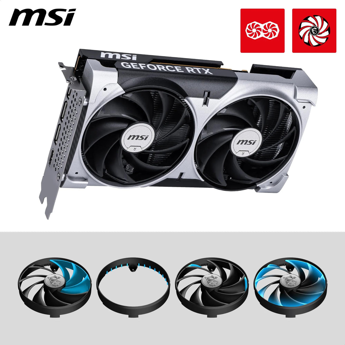 MSI GeForce RTX 5060 8G Ventus 2X OC - 8GB GDDR7 (28Gbps/128-bit), PCIe 5, Boost: 2527 Hz, HDMI 2.1b, DisplayPort 2.1b - V537-002R