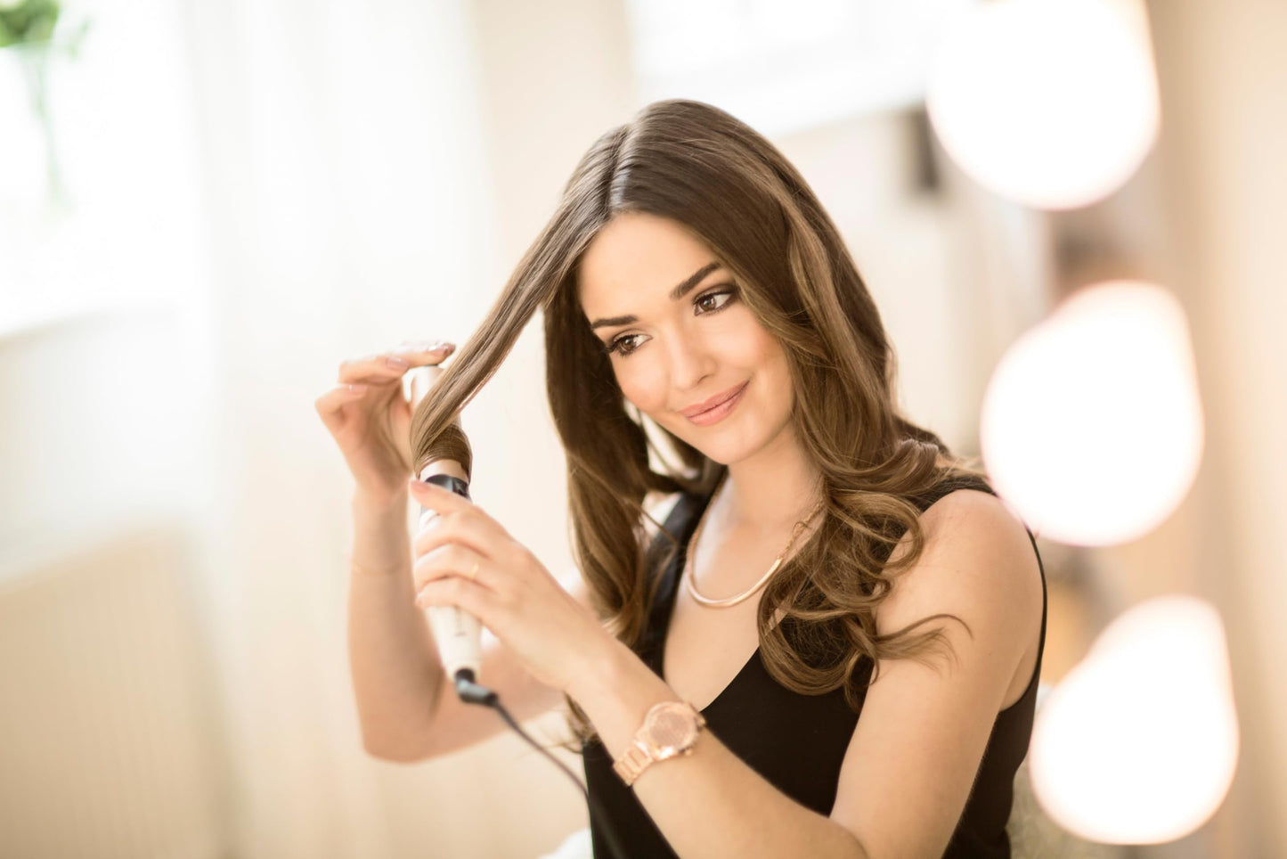Remington curling iron large curls [32mm] PROluxe Digital (OPTIheat technology, Grip-Tech ceramic coating) -LCD display up to 210°, gentle waves for fine to strong hair, black/brown, CI9132