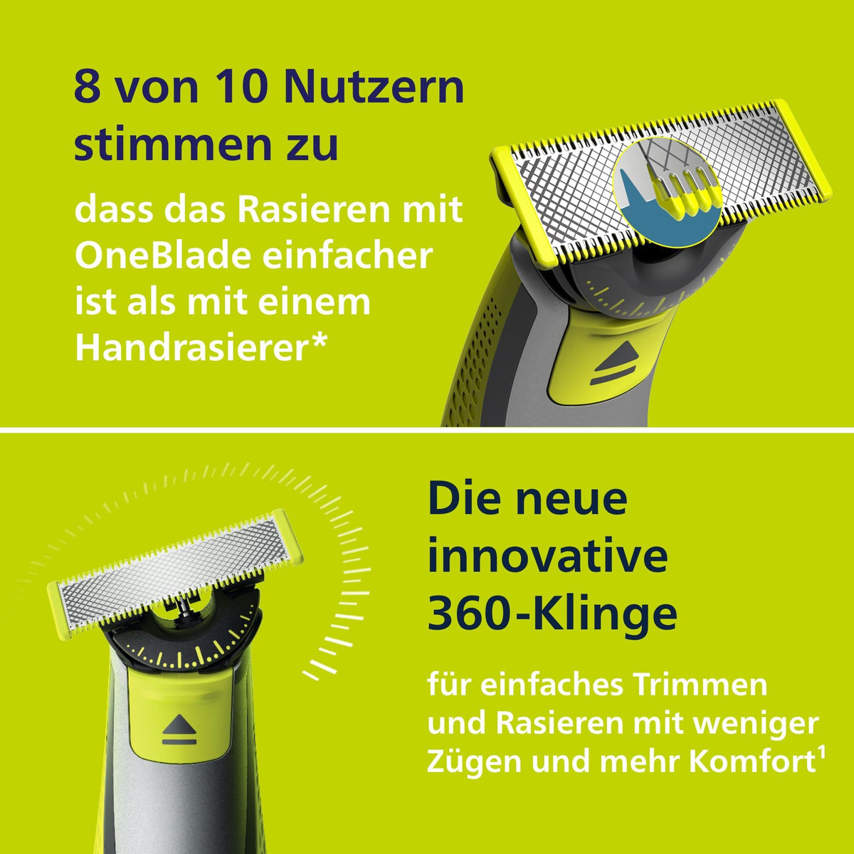 PHILIPS OneBlade 360 Face - aparat electric de ras și tuns, 2x lame 360, 3x capete de tuns (1/3/5mm), ras umed și uscat, acumulator-USB, pentru față (QP2724/31)