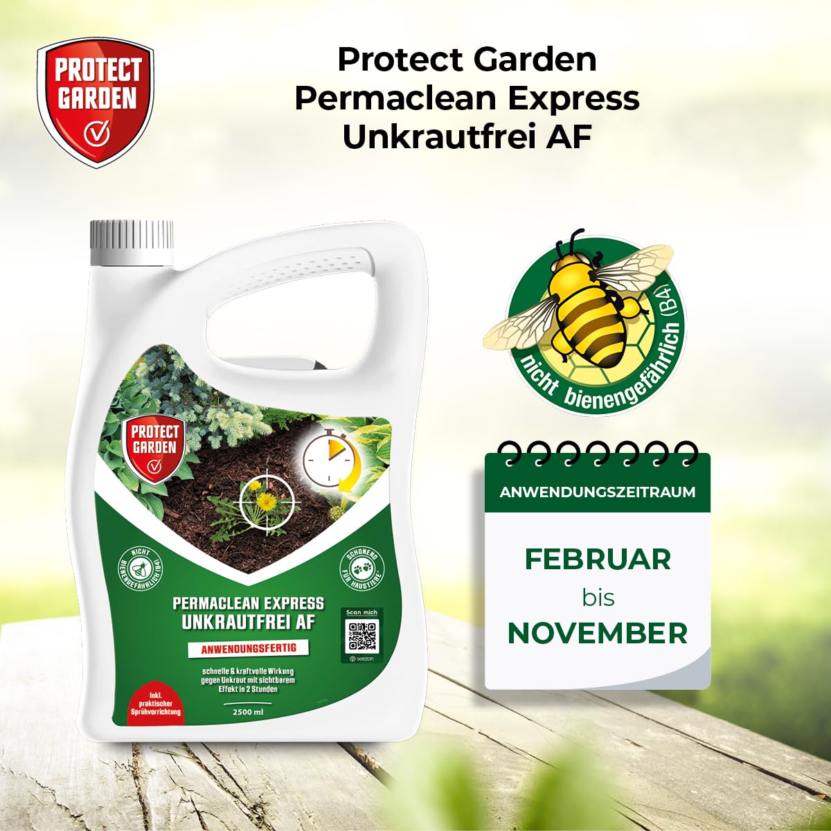 PROTECT GARDEN Permaclean Express Weed Free AF, ready-to-use weed killer with quick action against weeds and weeds, 2.5 liter spray canister - 86601726