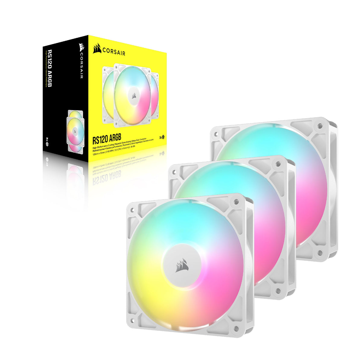Corsair RS120 120mm ARGB Fan Pack of 3 - White - CO-9050185-WW