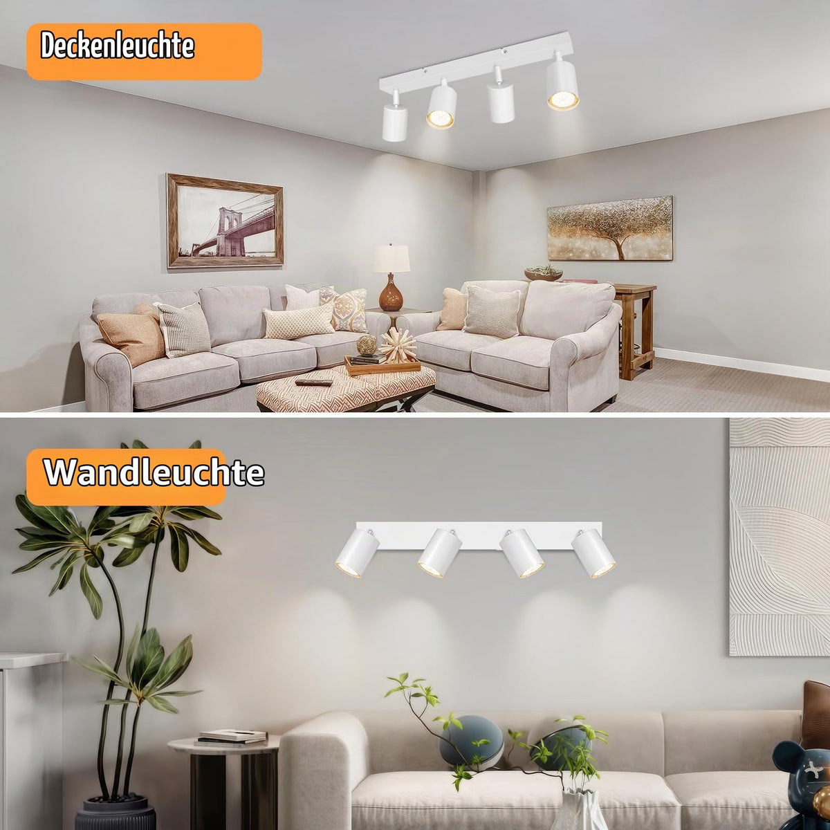 Dehobo LED ceiling spotlight 4 bulbs GU10 swiveling ceiling light white - D0514