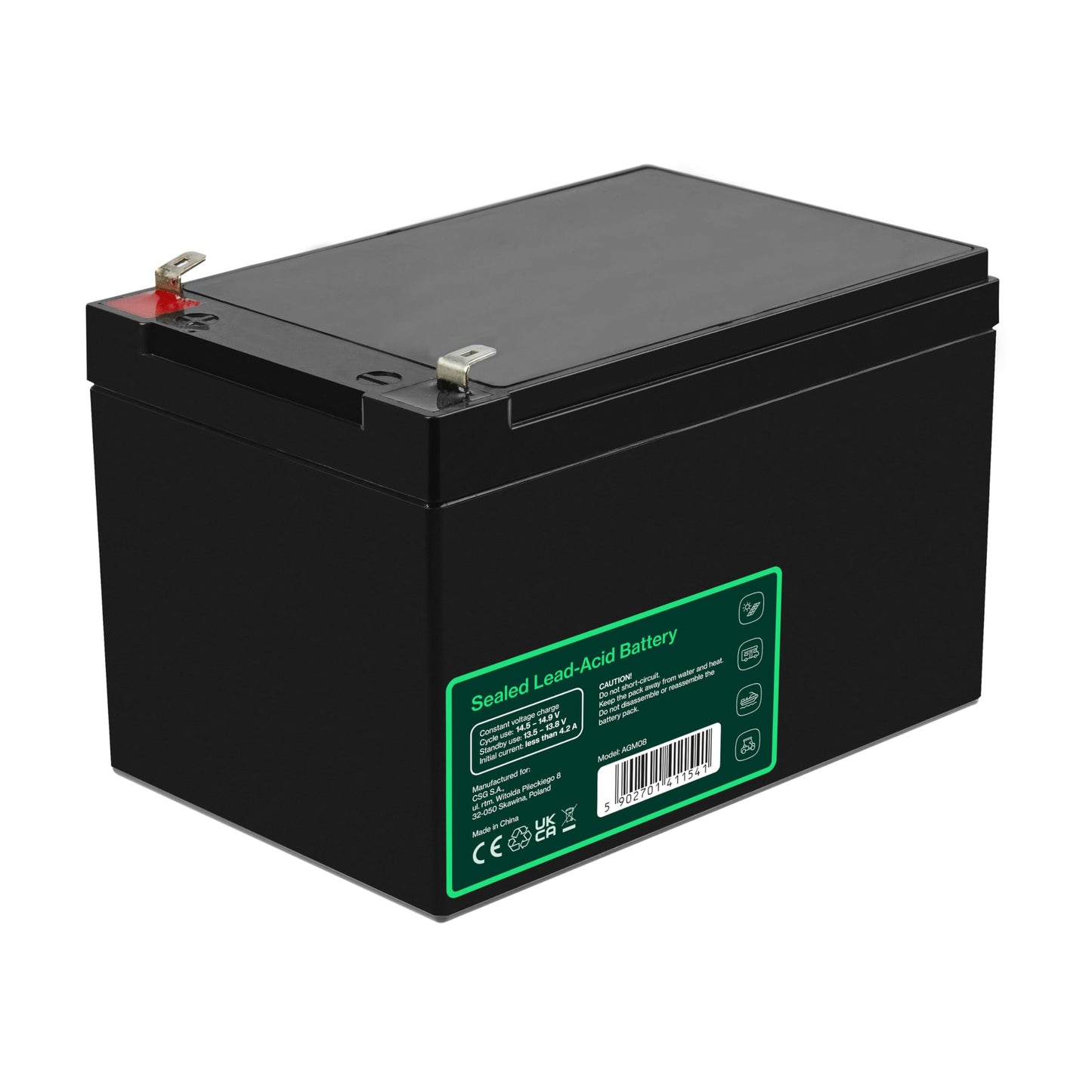 Green Cell AGM 12V 14Ah battery VRLA lead battery lead battery replacement battery gel battery battery cycle-proof unmanned toys, alarm, emergency power, children's vehicles, children's quad, black - 12V14AH