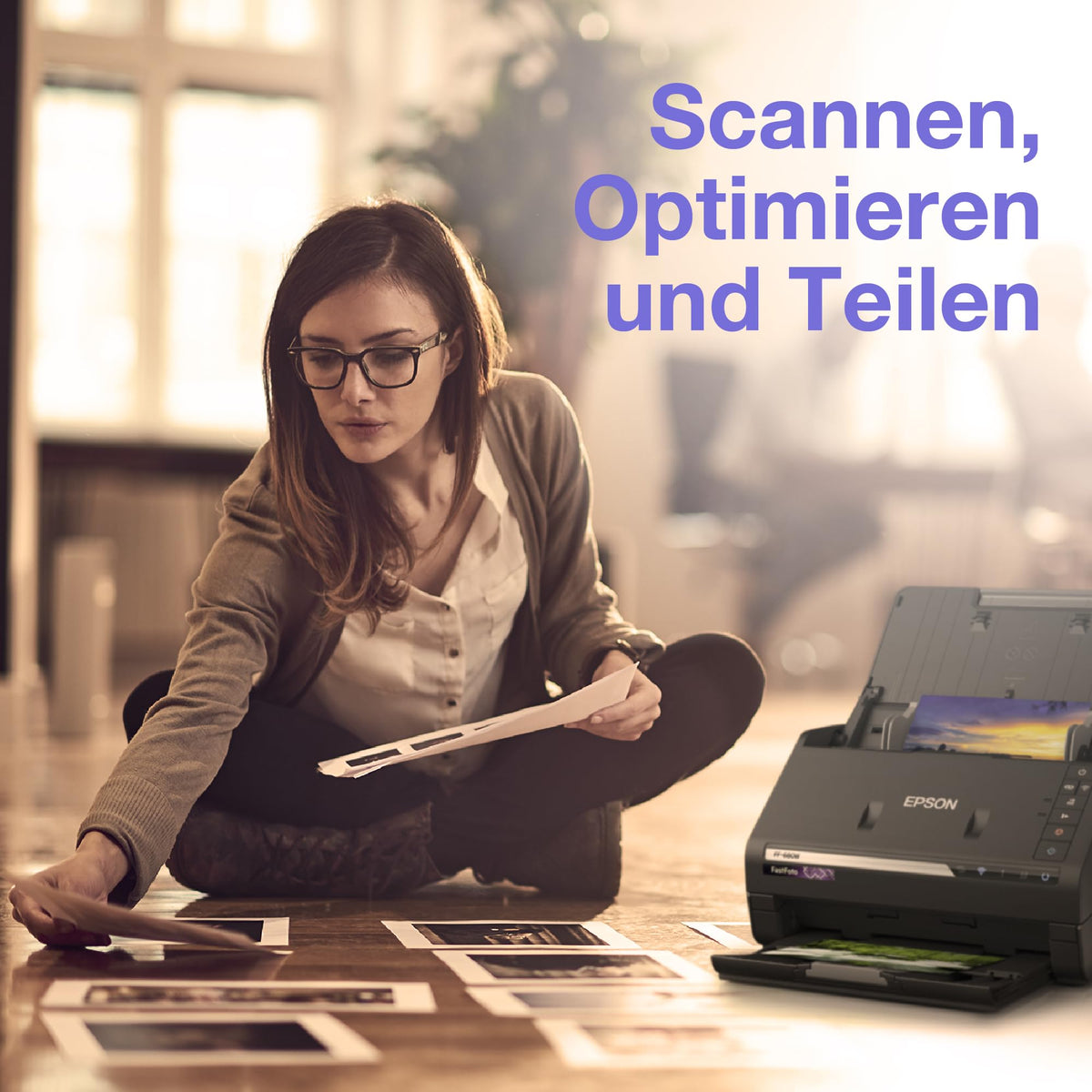Epson FastFoto FF-680W Scanner (scans 10 x 15 photos in one second, up to DIN A4, double-sided scanning, automatic alignment, cropping and optimization, easily save images) - B11B237401