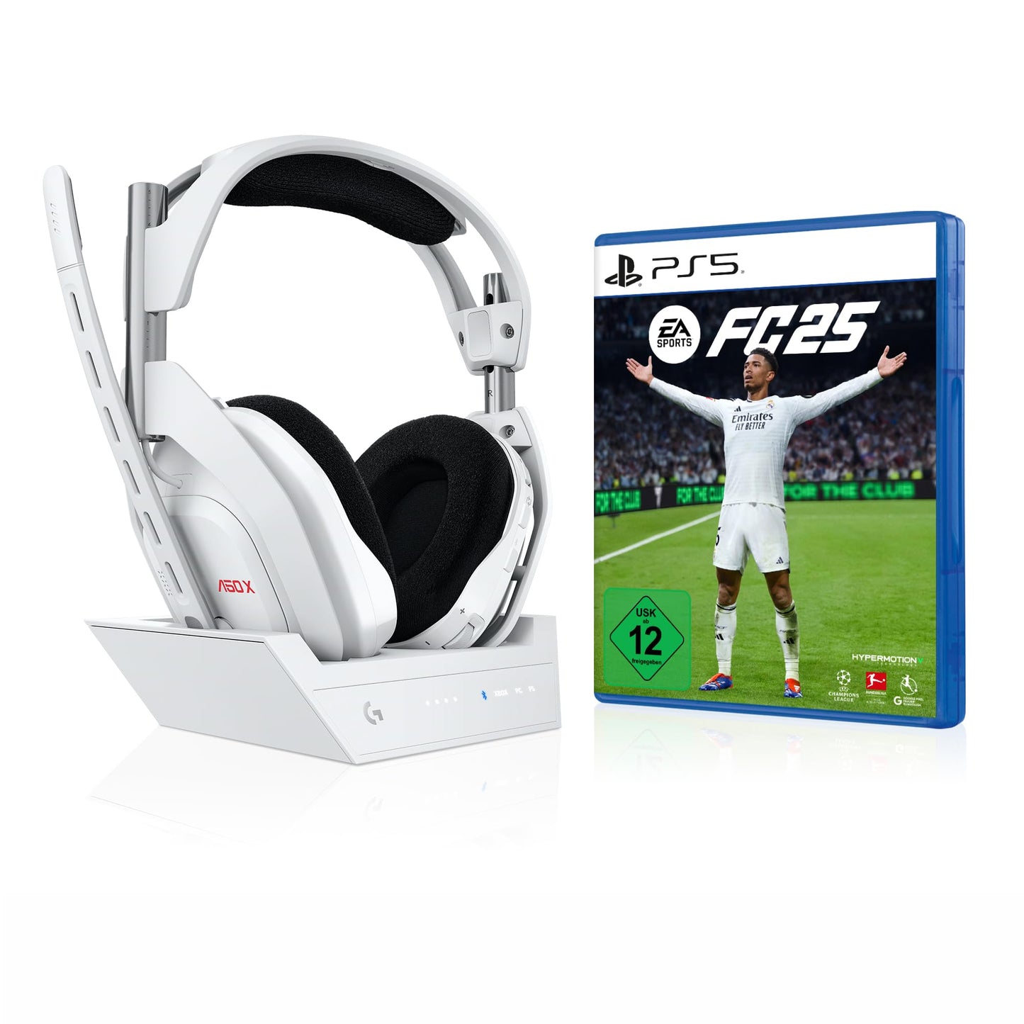 Logitech G Astro A50 X LIGHTSPEED Wireless Gaming Headset + Base Station & EA SPORTS FC 25 (PS5 - PlayStation 5), Soft Bundle - White - A50X-50