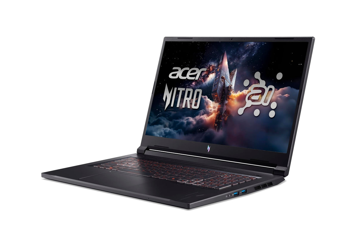 Acer Nitro V 17 AI (ANV17-41-R98D) Laptop de gaming, 16 Tops, ecran FHD IPS de 17" cu rată de refresh de 144Hz, AMD Ryzen 7 260, 16 GB RAM, 1 TB SSD, NVIDIA GeForce RTX 5060, Windows 11, tastatură QWERTY, negru - ZGJY-0800