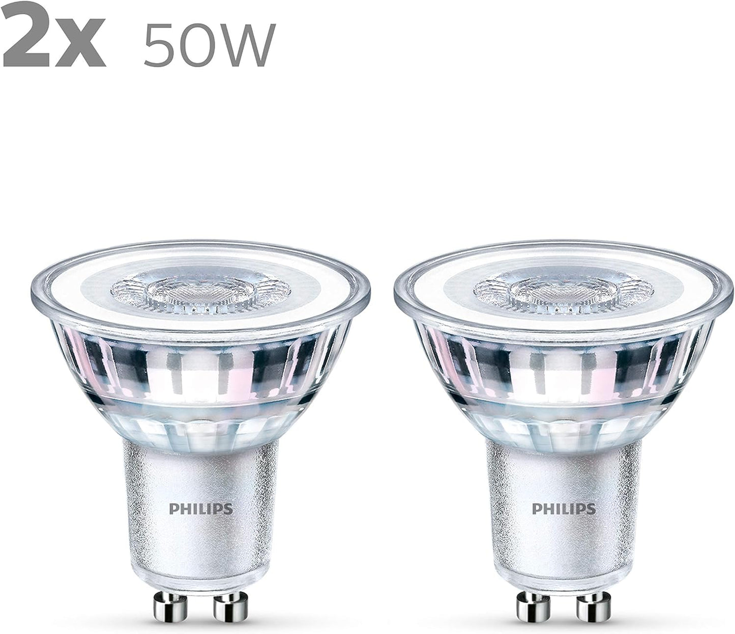Philips LEDclassic lamp 50W, GU10, pack of 2, neutral white (4000 Kelvin), 390 lumens, reflector, cool white - 929001218218