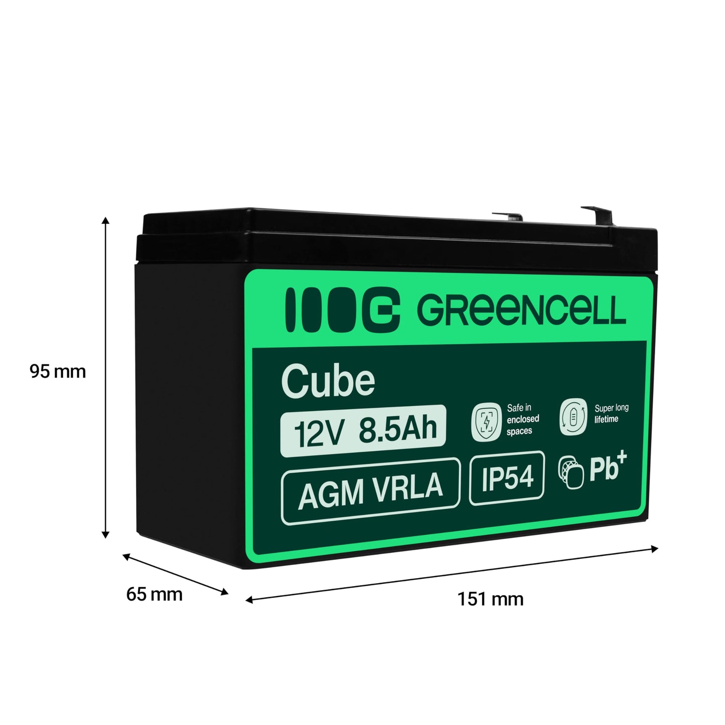 Green Cell AGM 12V 8.5Ah battery fleece battery VRLA lead lead battery replacement battery supply battery cycle-proof maintenance-free for alarm, UPS, UPS, energy reserve, security technology, telecom - AGM47