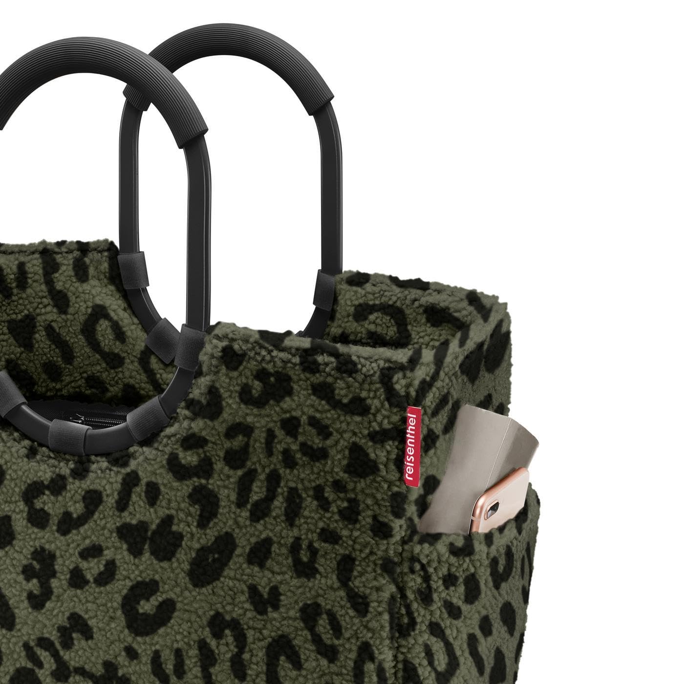 reisenthel loopshopper L teddy leo olive – sturdy bag with practical compartments made from recycled PET bottles – charming and water-repellent design - OR5055