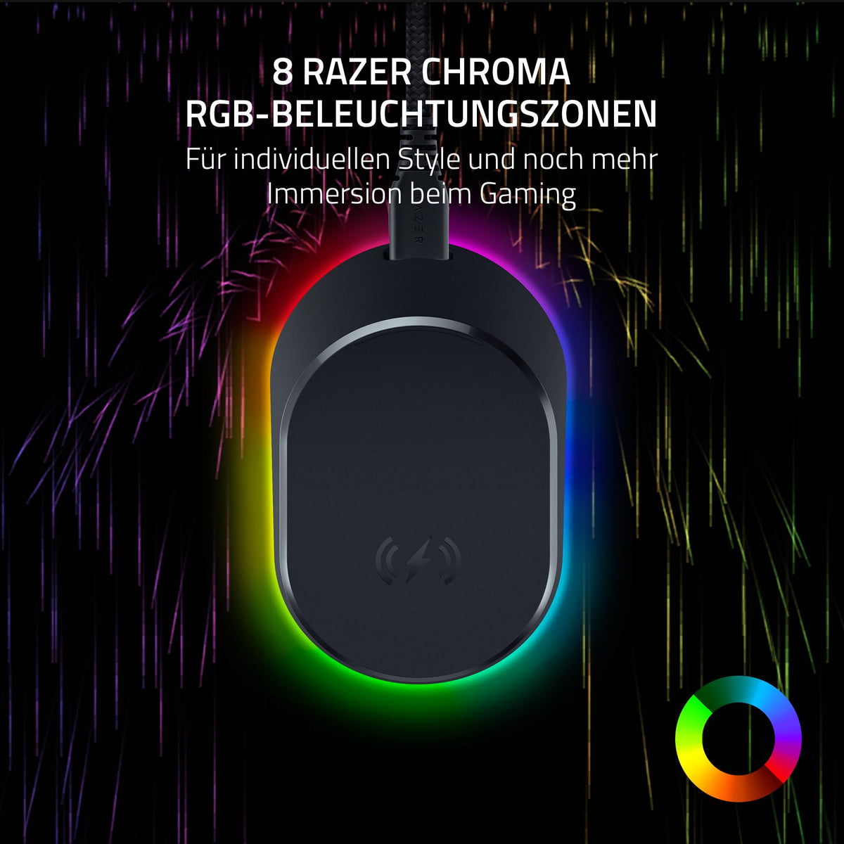 Razer Mouse Dock Pro & Charging Puck - Magnetic Wireless Charging Station & Battery (Hyperspeed 4K Hz, 8 RGB Chroma Lighting & Module for Compatible Mice) Black - RZ81-01990100-B3M1