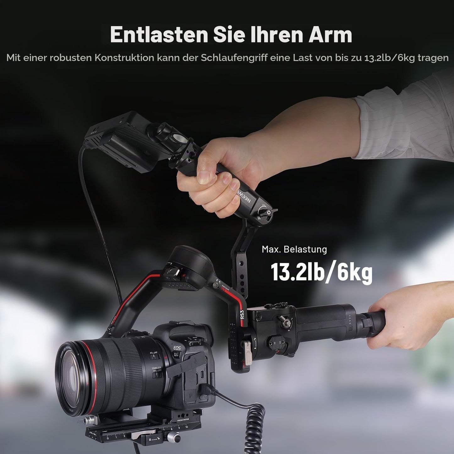 NEEWER RS4 RS3 adjustable gimbal carrying handle with NATO rail, compatible with DJI RS4/RS4Pro/RS3/RS3Pro/RS3Mini/RS2/RSC2/Ronin S/Ronin SC for shooting from low angles, max. load capacity 6kg, ST49 - 10104118