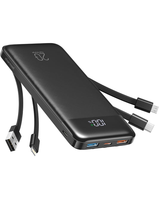 Charmast Power Bank, 22.5W power bank 20000mAh with 4 cables & 6 outputs - C2065
