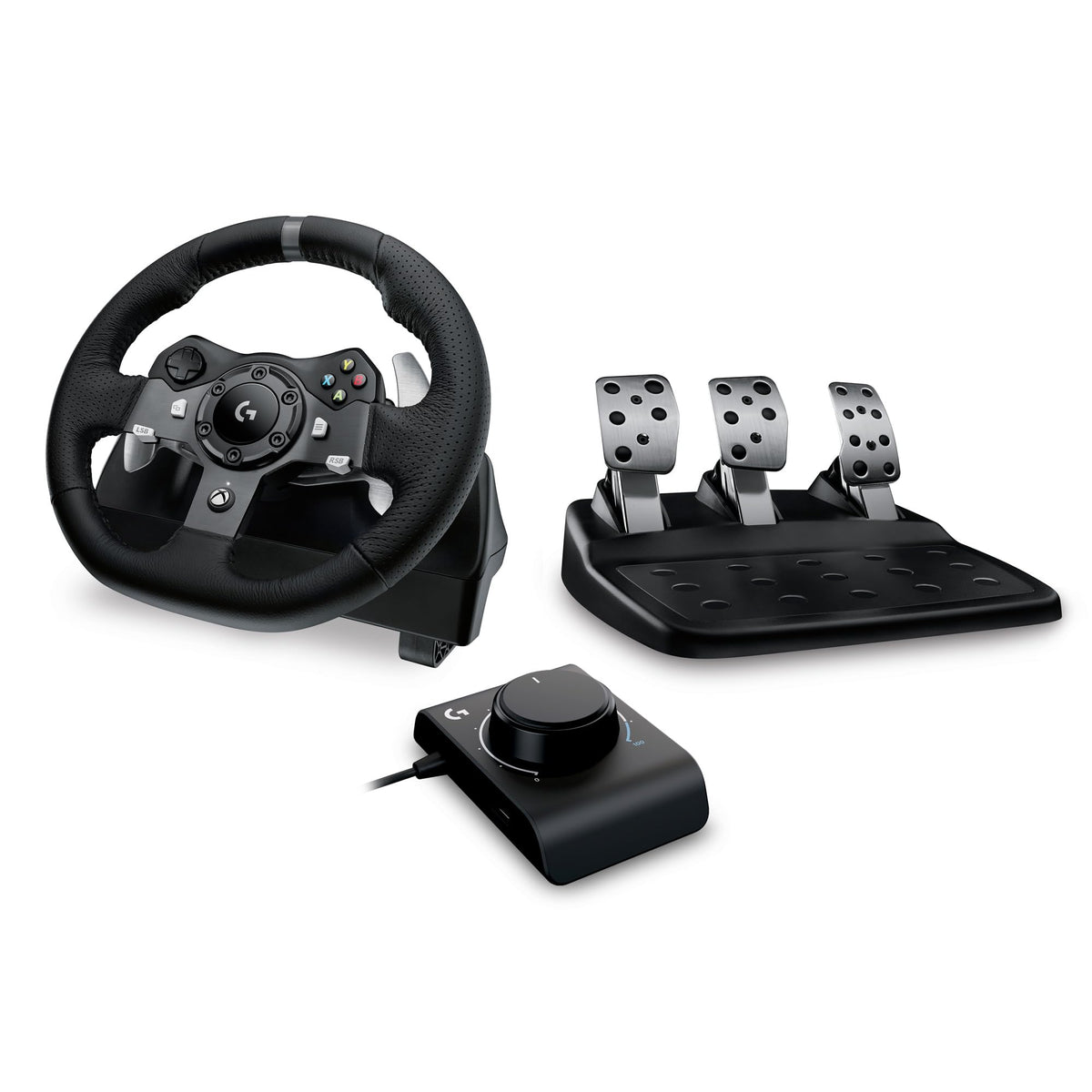Logitech G G920 Racing Wheel and Floor Pedals for Xbox Series XS, Xbox One, PC, Mac + Racing Adapter for PRO Racing Wheel, Pedals, Driving Force Shifter, RS Shifter & Handbrake - Black - 941-000112