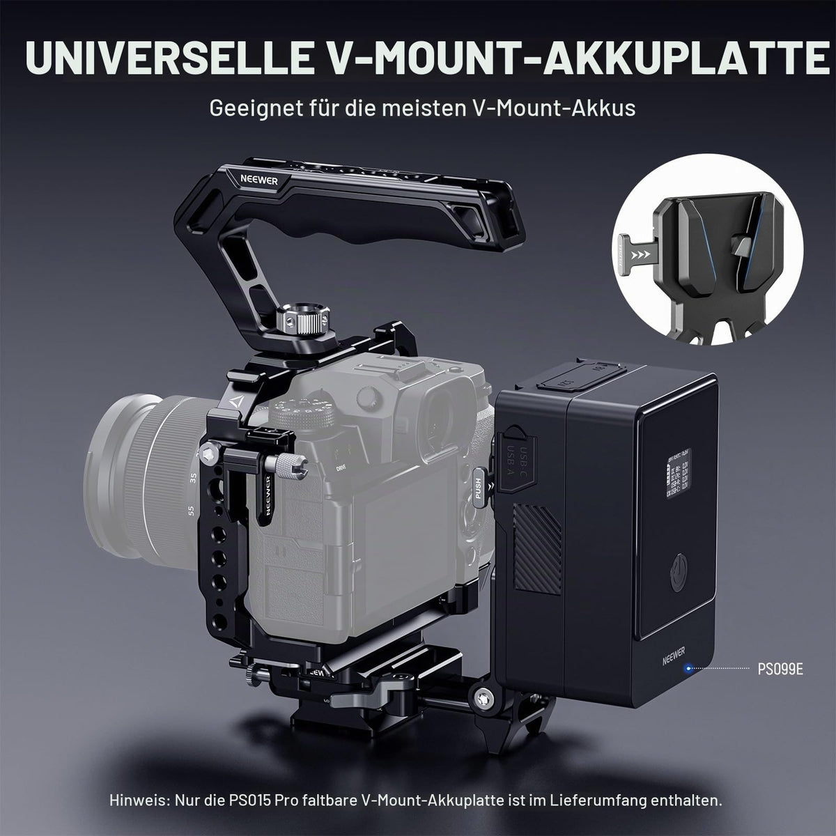 NEEWER V Mount Battery Plate cu Placă de schimb rapid de tip Arca, PS015 PRO