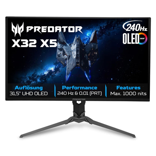 Acer Predator X32X5 OLED Gaming Monitor 32 inch (80 cm), 4K, 240Hz