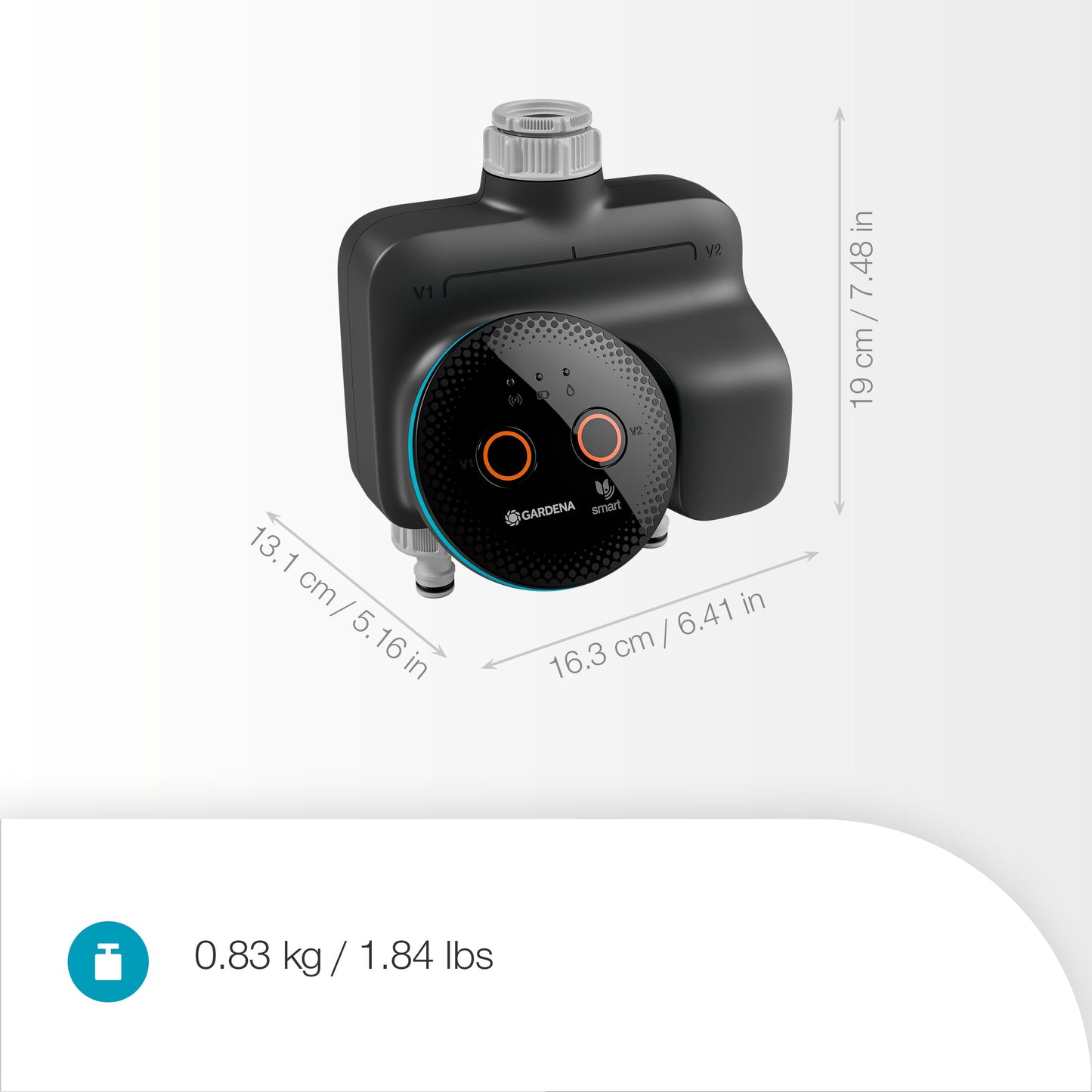 Gardena smart Dual Water Control irrigation controller; smart: Data-controlled irrigation*, Smart Home Integration*, For two independent garden areas, High-quality valve technology (19034-20)