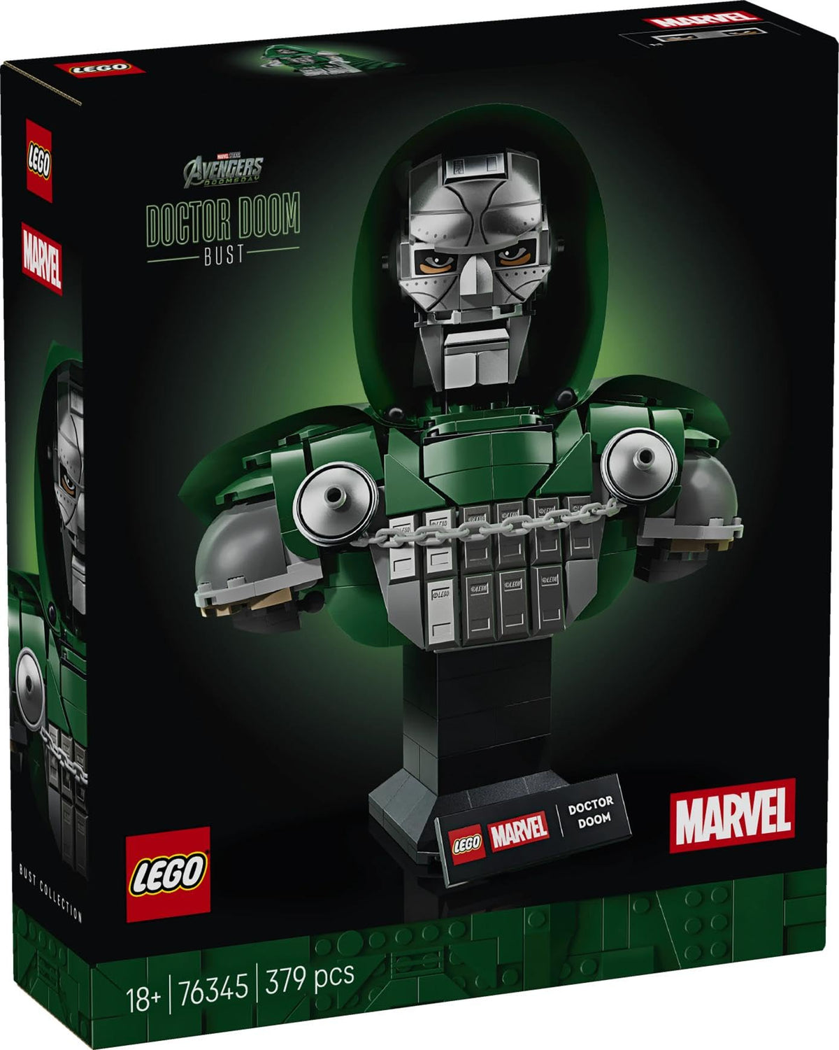 LEGO ǀ Marvel Doctor Doom Bust - Model Kit for Adults with Collectible Minifigure & Nameplate - DIY Room or Shelf Decor - Gift Idea for Movie Fans - 76345