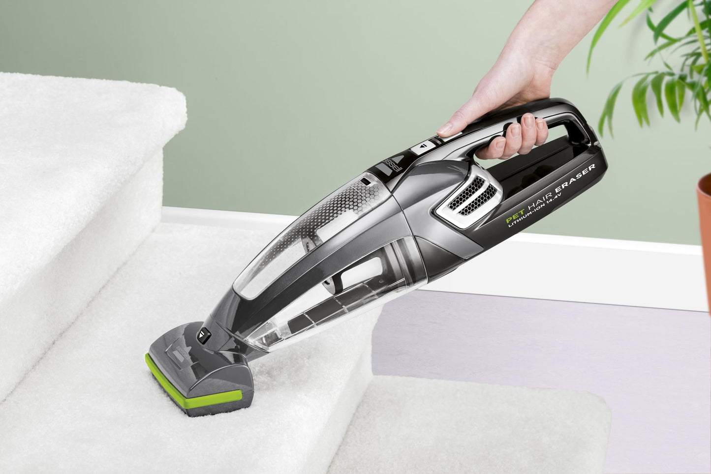 Bissell Pet Hair Eraser, Cordless Handheld Vacuum Cleaner, Rotating Brush Roll, 14.4V, Fights Pet Hair & Dirt, For Your Stairs, Upholstery, Cars and Carpets, 68dB, Black/Titanium, 2278N