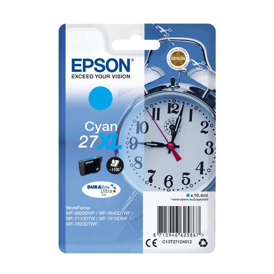Epson Original 27XL Ink Cartridge (WF-3620DWF, WF-3640DTWF, WF-7110DTW, WF-7210DTW, WF-7610DWF, WF-7620DTWF, WF-7710DWF, WF-7715DWF, WF-7720DTWF), cyan - 235M179
