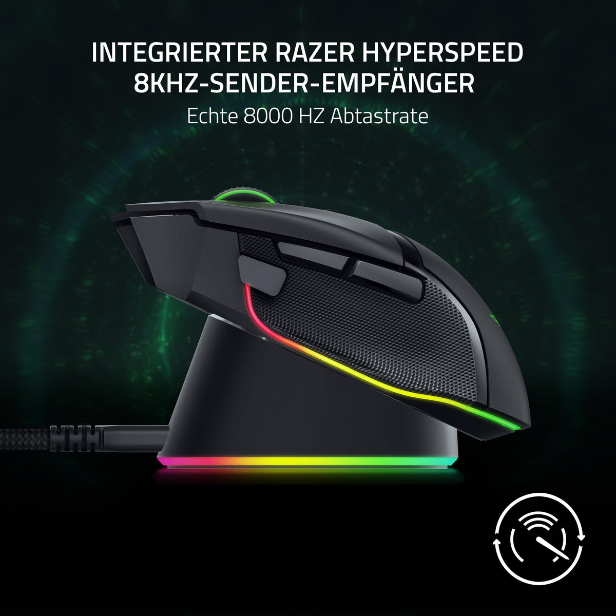 Razer Mouse Dock Pro & Charging Puck - Magnetic Wireless Charging Station & Battery (Hyperspeed 4K Hz, 8 RGB Chroma Lighting & Module for Compatible Mice) Black - RZ81-01990100-B3M1