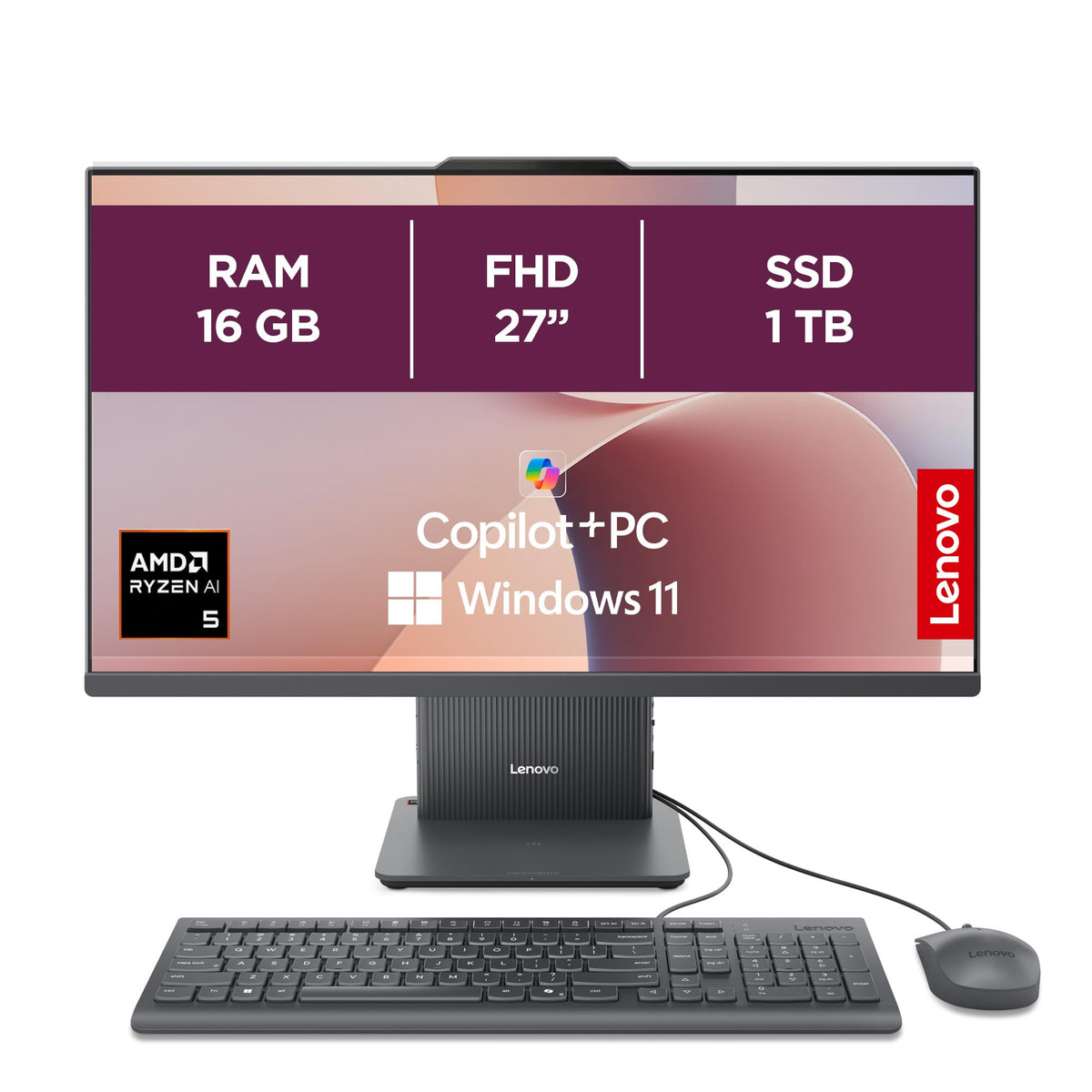 Lenovo IdeaCentre All-In-One | 27" FHD Display | Ryzen AI 5 | 16GB | 1TB - F0JD0025GE