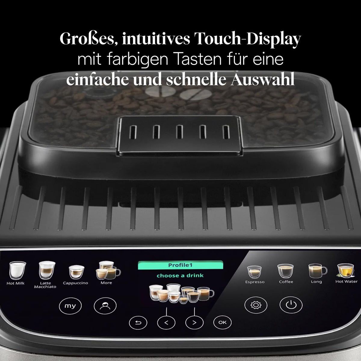 De’Longhi Magnifica Evo Next - Automat de cafea perfect cu spumator de lapte LatteCrema, 13 băuturi cu o singură atingere, mașină de cafea și cappuccino, display tactil colorat, Titan (ECAM312.80.SB)