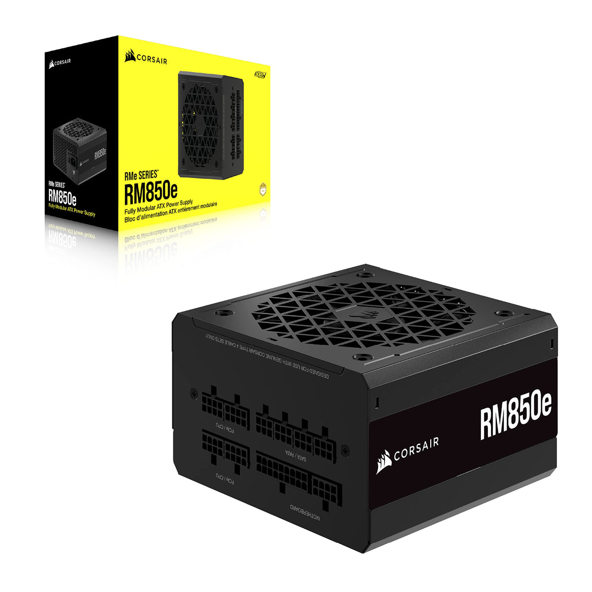 Corsair RM850e (2023) Sursă ATX complet modulară, silențioasă - Compatibilă cu ATX 3.1 și PCIe 5.1 - Condensatori de 105°C - Eficiență 80 PLUS Gold - Suport pentru Modern Standby - Negru - CP-9020263-EU