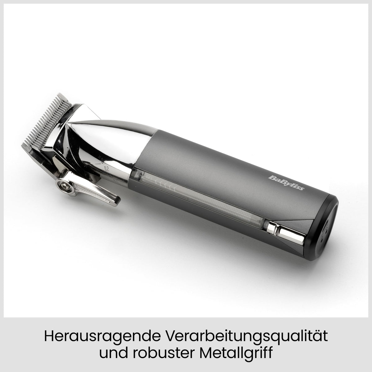BaByliss Super-X Metal Cordless Hair Clipper – Japanese steel blades, 10 attachment combs, 2 comb guides, lithium battery, digital display, metal housing, black, E996E