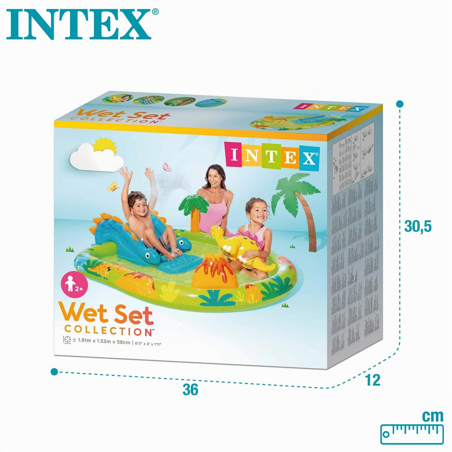 Intex 57166NP Playground Small Dino Dinausore Inflatable Playfield, Multicolored