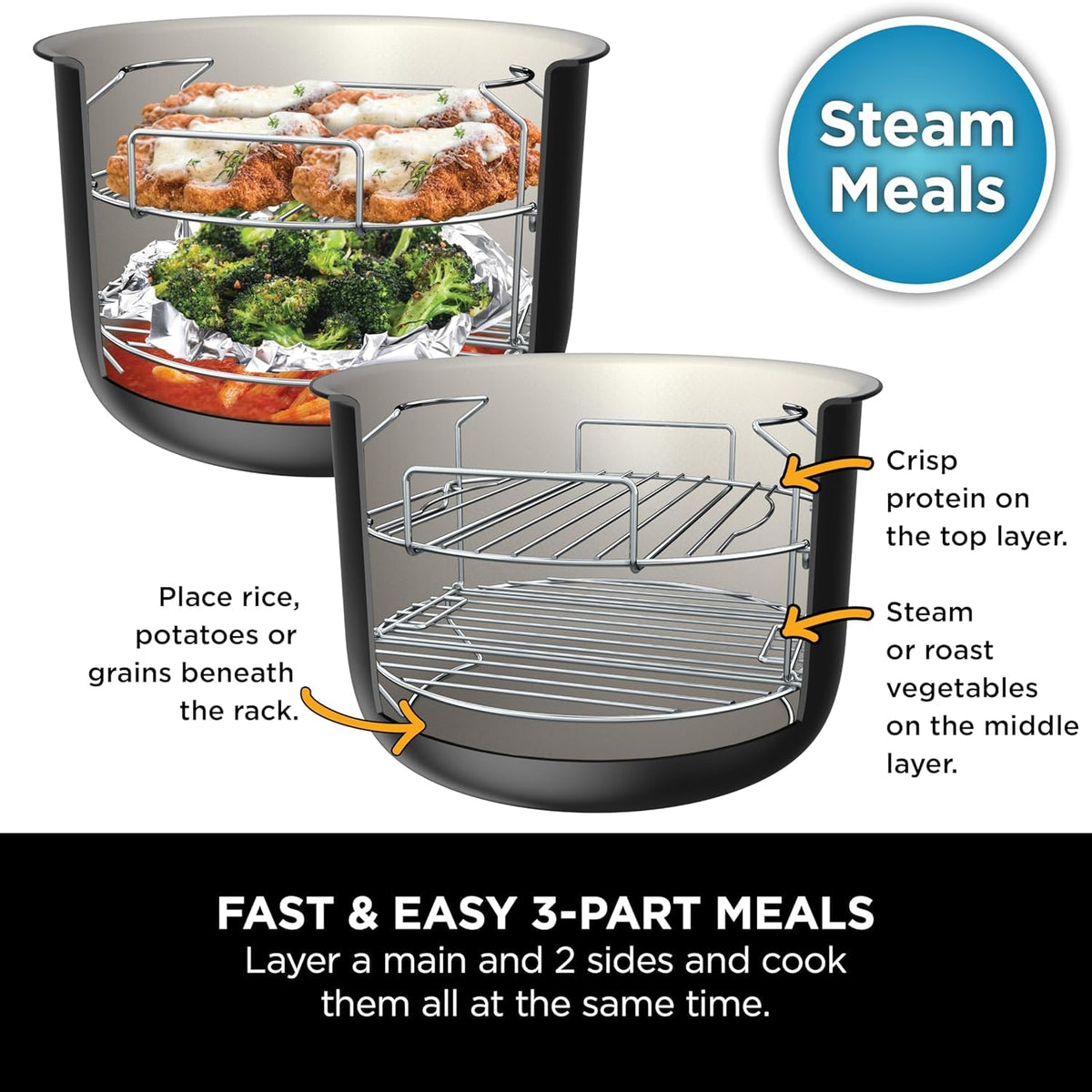 Ninja Foodi MAX Multicooker with Smart Lid, 7.5L, 14-in-1 Multicooker, Pressure Cooker, Air Fryer, Slow Cooker, digital temperature probe, stainless steel, OL750EU