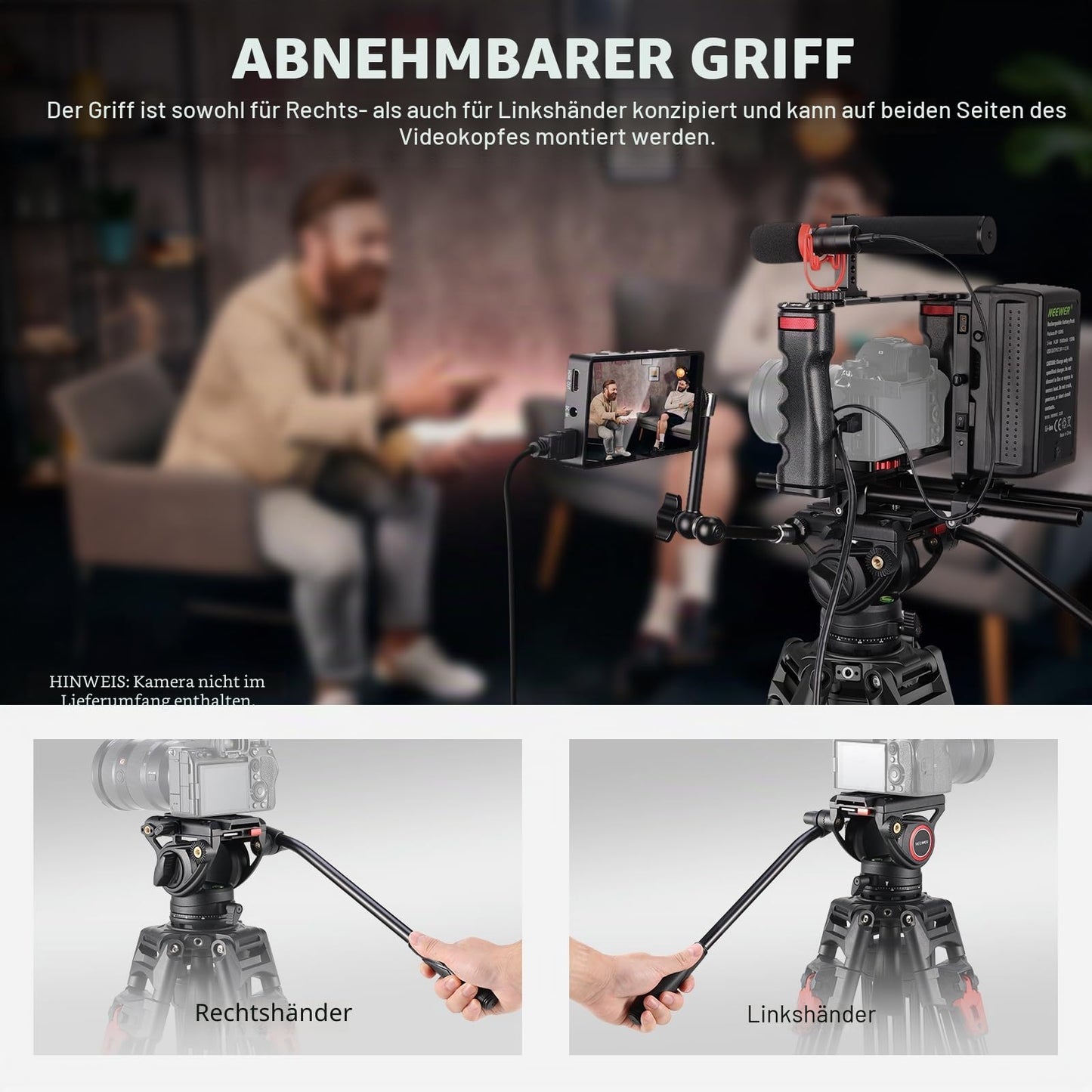 NEEWER 76" Video Camera Tripod with Fluid Head, Aluminum Heavy Duty Tripod Stand, Dual Mode QR Plate for DSLR Cameras Camcorders, Max Load 17.6lb, LL27
