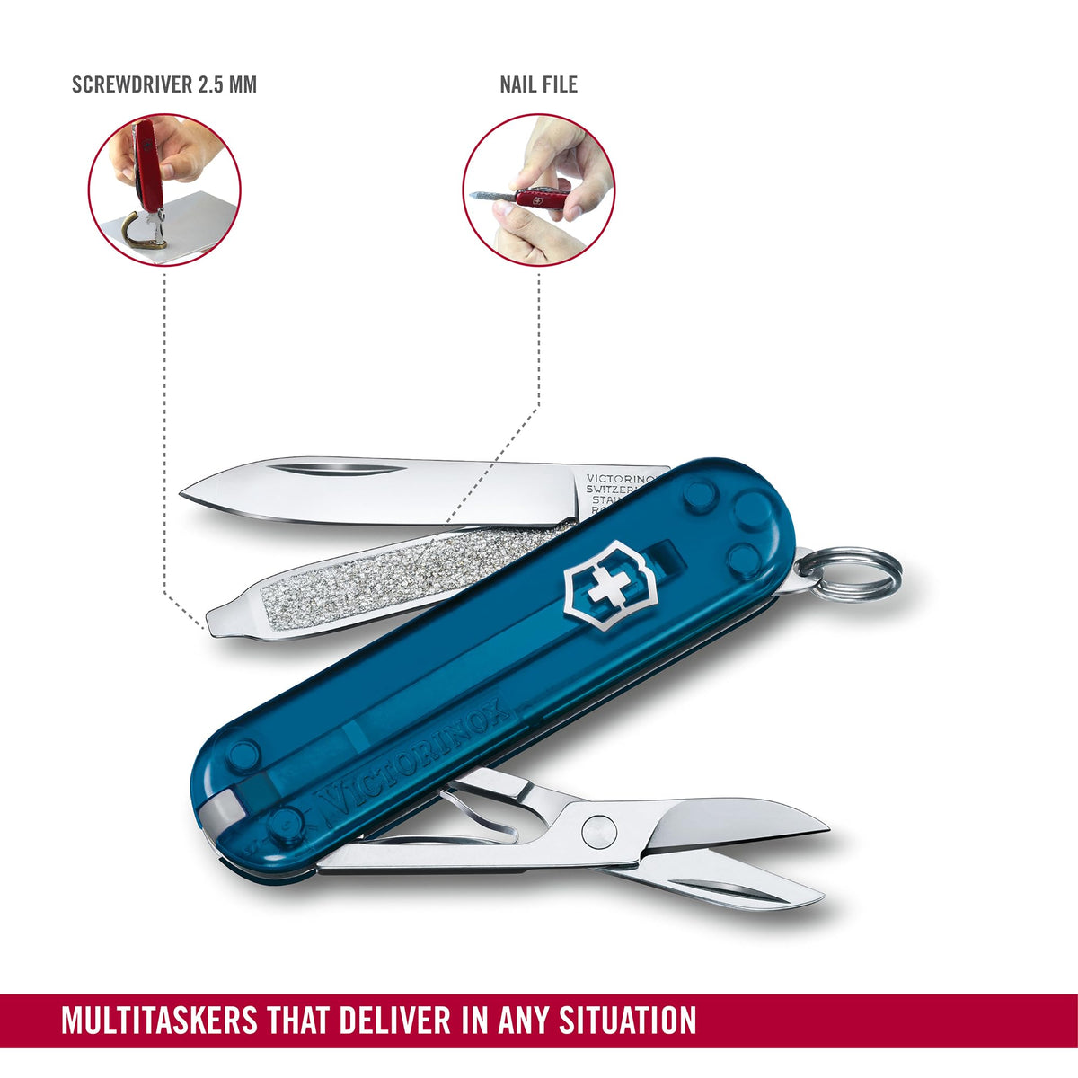 Victorinox Swiss Army Knife Classic SD Multitool, 7 Functions, Red - 0.6223.T61G